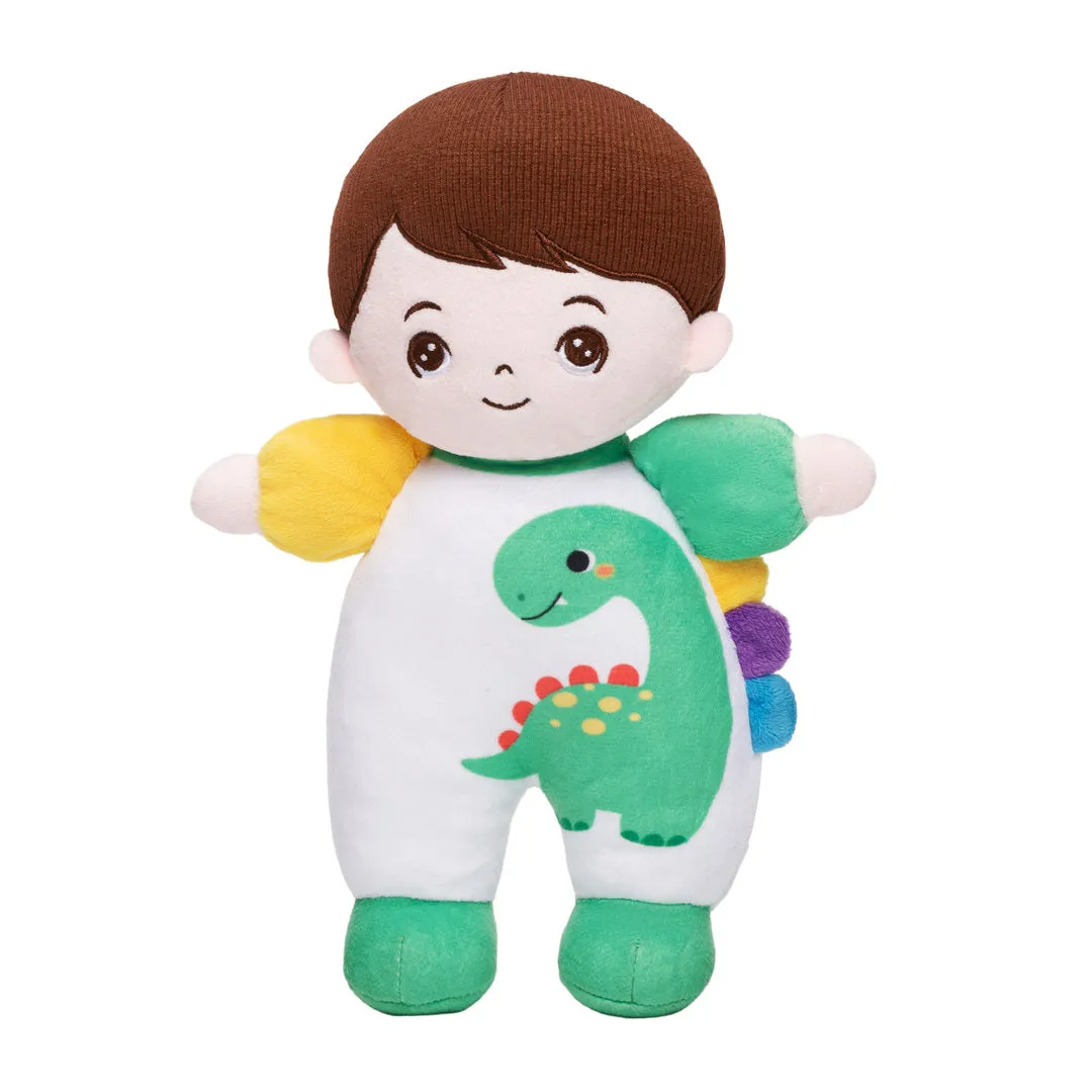 Personalized Mini Plush Baby Boy Doll with Dinosaur Romper