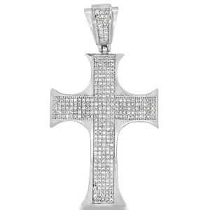 Pointed Edge Cross CZ Iced Out Pendant