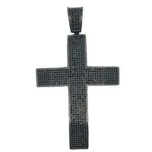 XL 7 Row All Black CZ Cross Iced Out Pendant